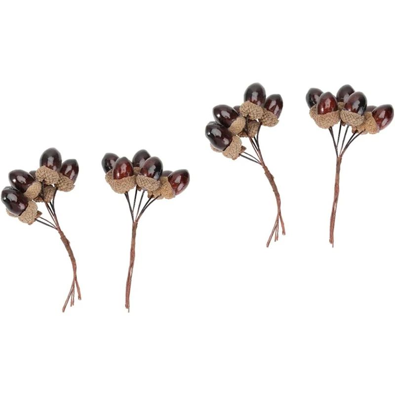 6PCS Artificial Plants Fake Pine Cone Decorative Flowers Wre