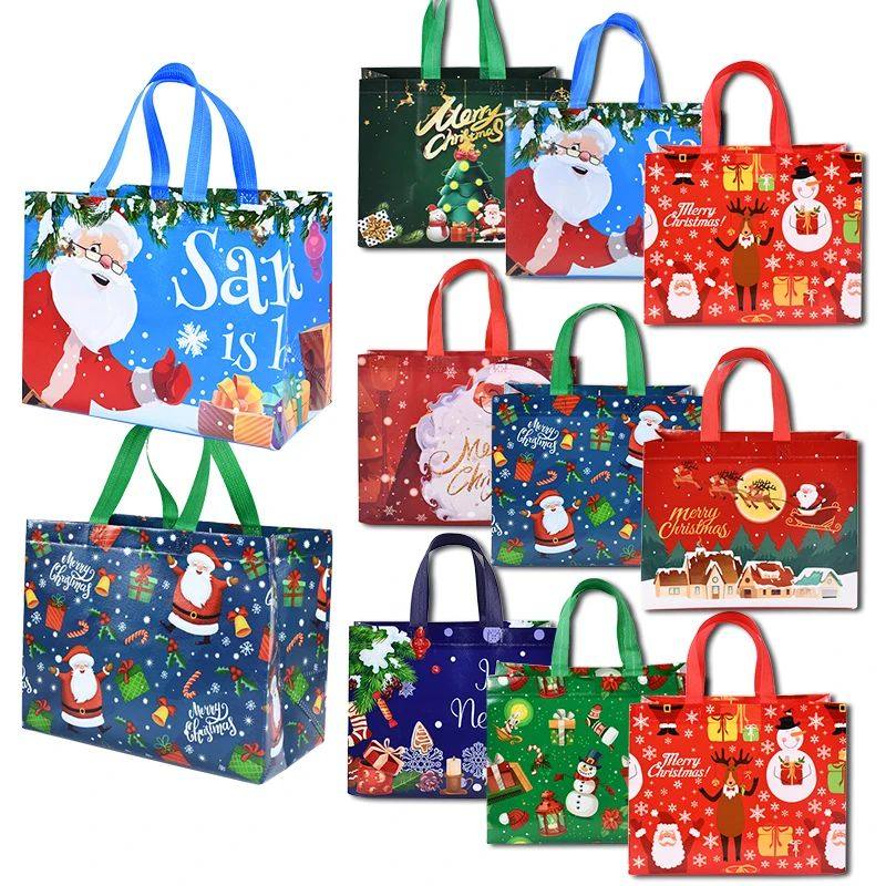 31cm Large Christmas Gift Bag Non-Woven Snowman Santa Claus
