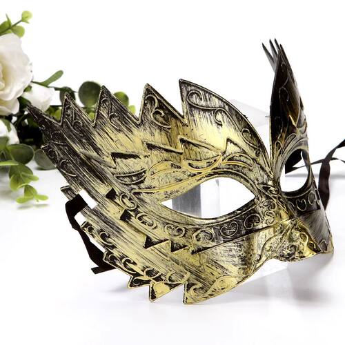 1Pcs Vintage Masquerade Mask For Men Gold Roman Soldier Mask