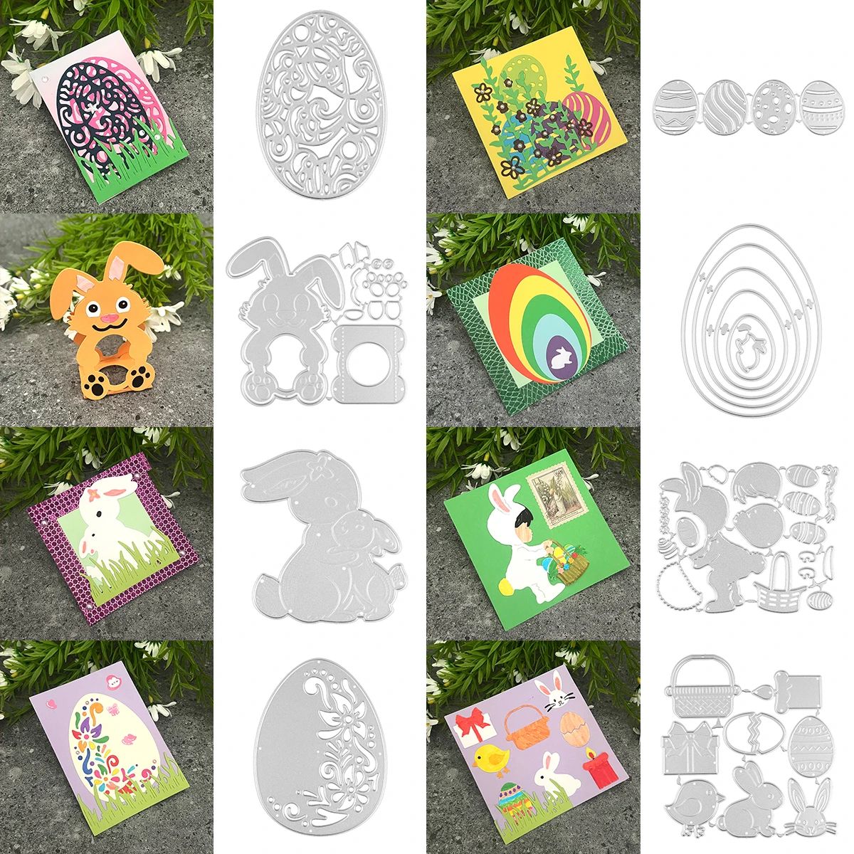 Easter Rabbits Bunny And Eggs Metal Cutting Dies mould scrap
