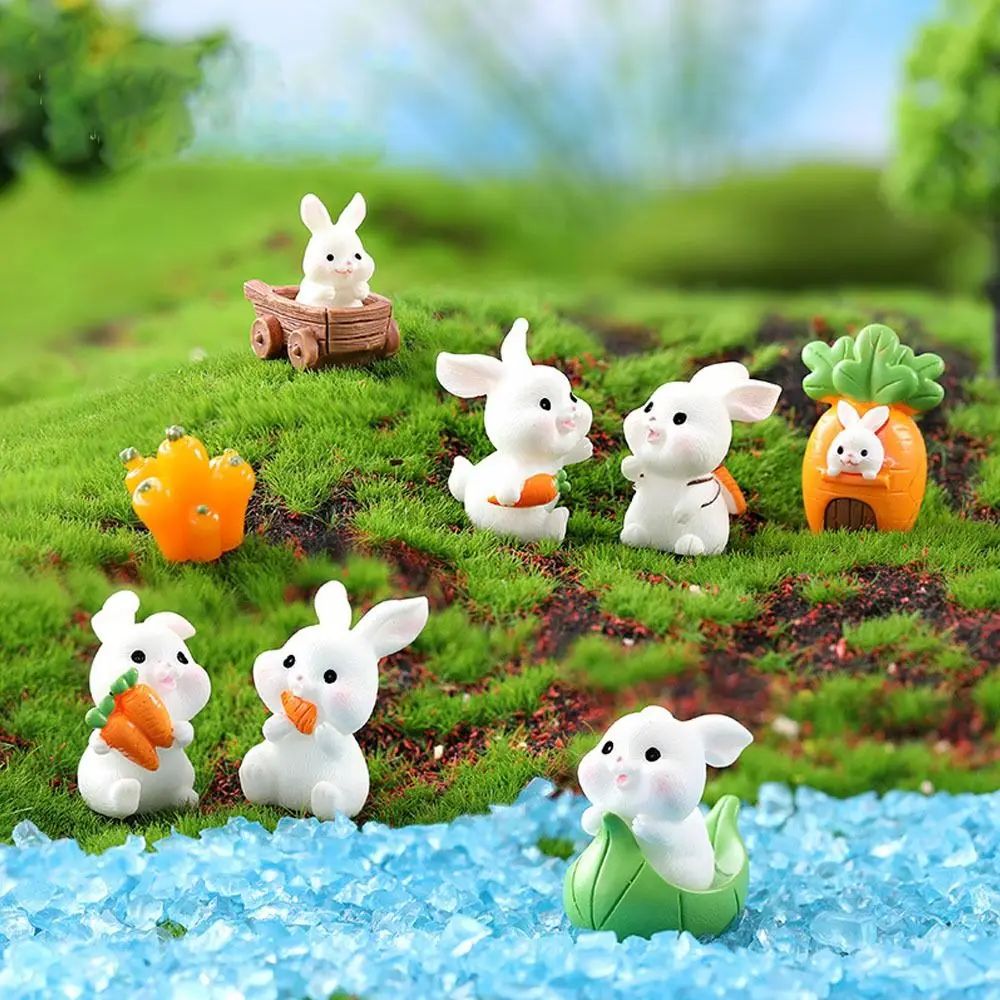 Cartoon Carrot Rabbit Figurines Realistic Handmade Bunny Mic