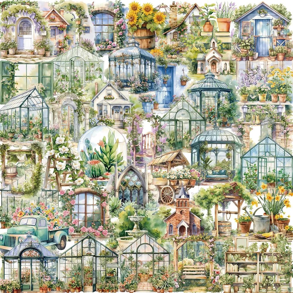 50PCS Flower Field Cottage Cartoon Stickers DIY Scrapbooking