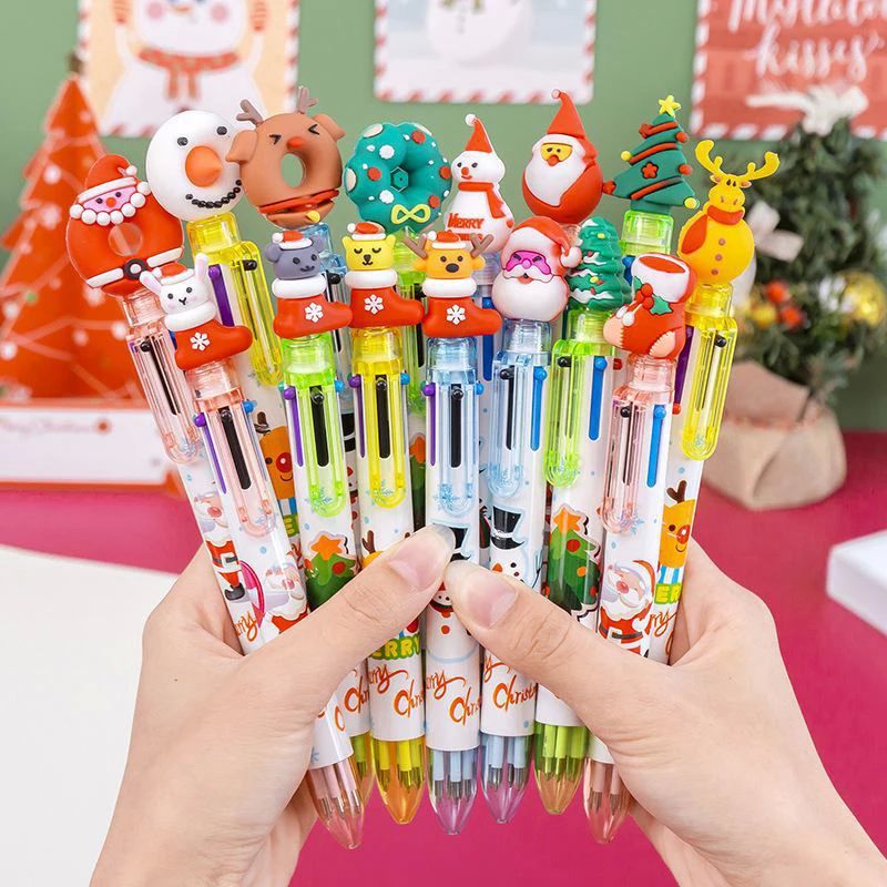 5/10/20PCS Cartoon Santa Claus Christmas Colored Pens Ballpo