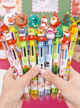 5/10/20PCS Cartoon Santa Claus Christmas Colored Pens Ballpo
