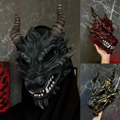 Dragon Head Mask Cosplay Animal Monster Demon Horror Latex H
