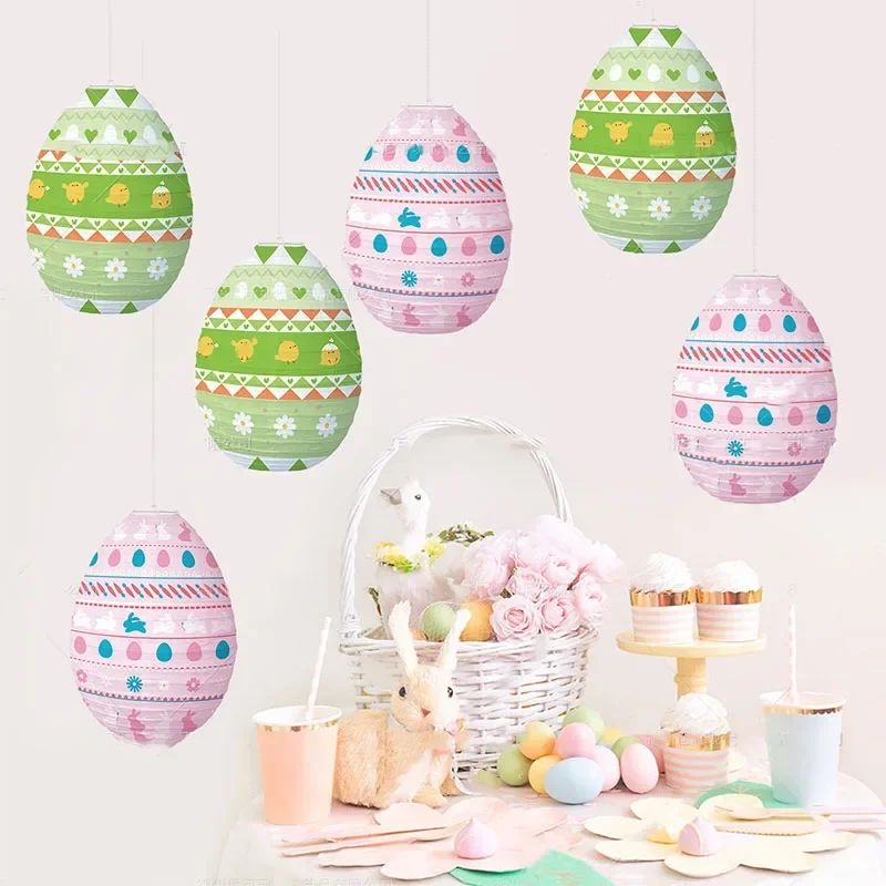 Easter Day Coloful Egg Paper Lanterns Cartoon Rabbit Chick D