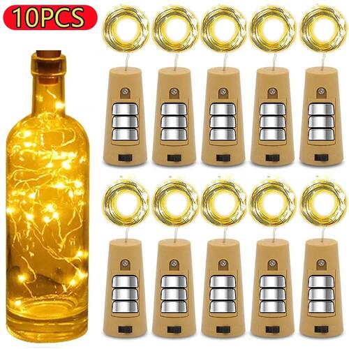 10Pc Bar LED Wine Bottle Cork 3M String Lights Christmas Dec