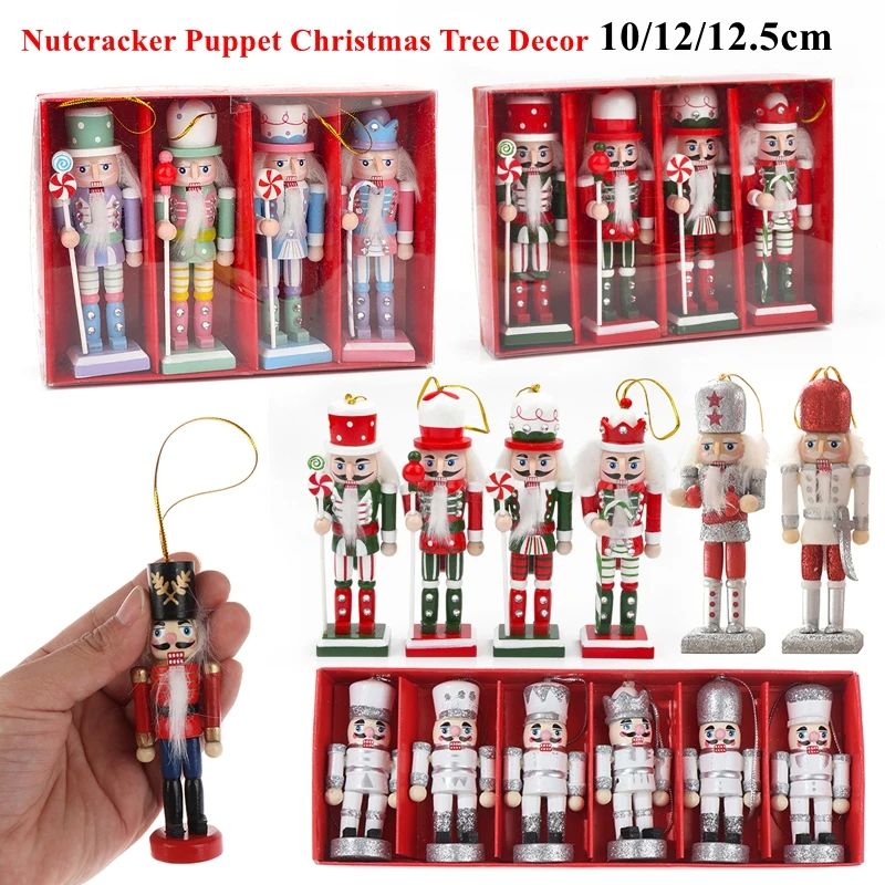 1pc 6/10/12/12.5cm Nutcracker Puppet Christmas Decor Flash N