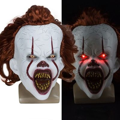Horror LED Clown Mask Halloween Masque Pennywise Cosplay Lat