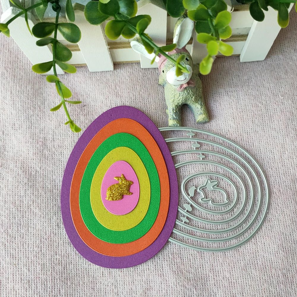 6Pcs Easter Rabbit bunny egg embossing die cutting set mold
