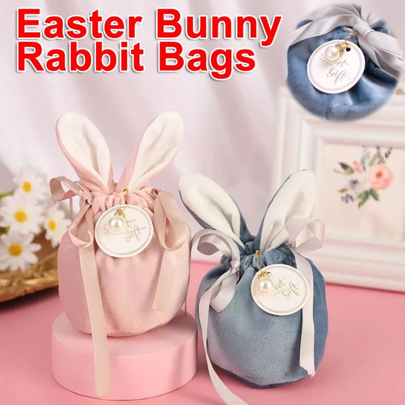 Easter Bunny Rabbit Bags Ears Velvet Bag Gift Box Sugar Box