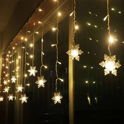 Christmas Lights Garland LED String Lights Snowflakes Flashi