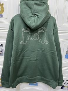 不退换货 潮牌红牌G家合作款ikaku小熊猫加绒有帽长袖卫衣外套