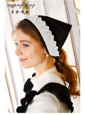 韩版纯棉围裙搭配黑色白边头巾厨房三角巾防油烟帽包头帽女推荐