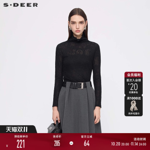 针织长袖 优雅高领钩花肌理修身 S253Z0203 25年新品 sdeer圣迪奥女装