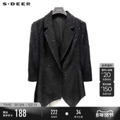 领网纱中袖 sdeer圣迪奥女装 OL风西装 外套S231Z2229