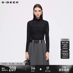 针织长袖 优雅高领钩花肌理修身 S253Z0203 25年新品 sdeer圣迪奥女装