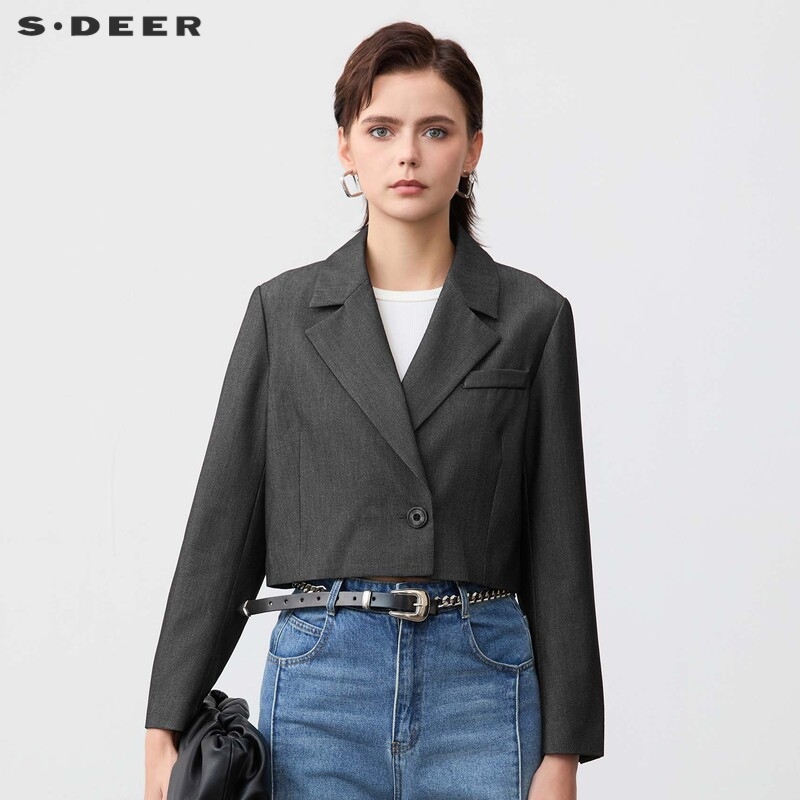 s.deerOL风西装领单排扣外套