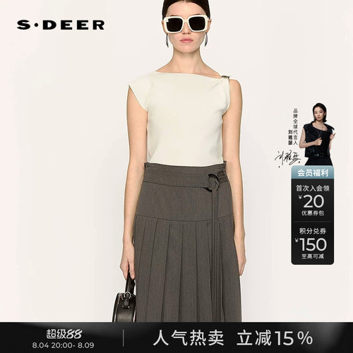 s.deer不规则领修身无袖针织衫