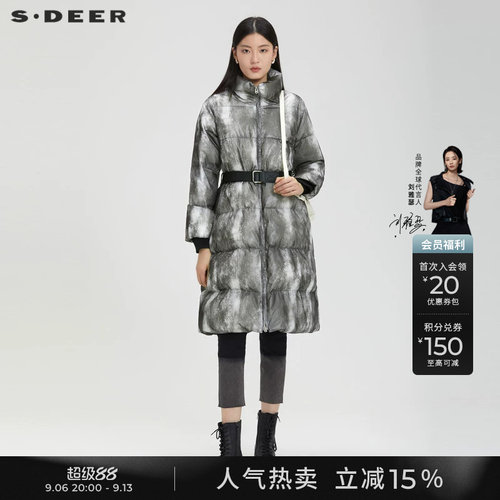 s.deer长款羽绒服时尚高领