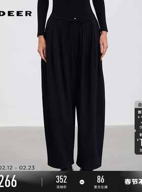 sdeer圣迪奥女装春秋装抽绳松紧高腰插袋休闲长裤S253Z0811