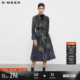 西装 sdeer圣迪奥春秋装 女装 时尚 风衣S233D1801 领晕染收腰长款