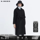 sdeer圣迪奥冬季 休闲连帽亮片收腰中长款 黑色毛呢大衣女S20481813