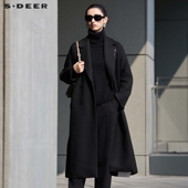 西装 时尚 领双排扣收腰呢大衣S24482518 女装 sdeer圣迪奥冬季