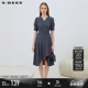 sdeer圣迪奥夏女装 裙子女小众设计感OL风V领拼接连衣裙S223Z121B