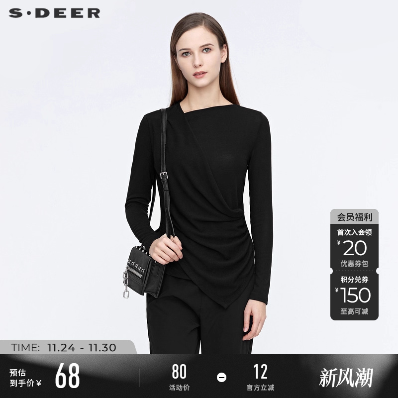 s.deer圣迪奥春秋装堆叠长袖T恤