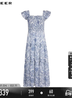 sdeer圣迪奥25年夏装新品度假风荷叶边连衣裙S252Z1281