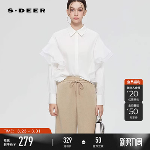 衬衫 OL风翻领荷叶边宽松长袖 S253Z0583 春秋装 sdeer圣迪奥女装