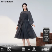 木耳边风琴褶收腰衬衫 sdeer圣迪奥春秋装 女装 连衣裙S223Z124Z