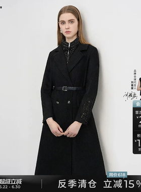 sdeer圣迪奥冬季女装立领格纹拼接收腰大衣式羽绒服S234Z2457