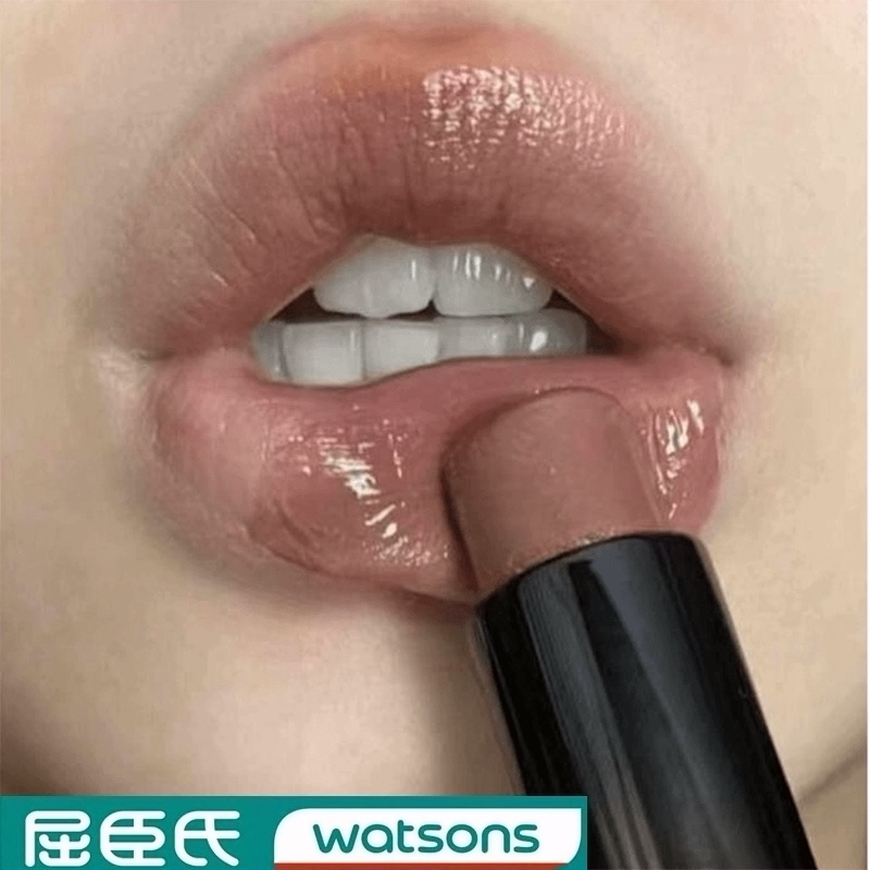 屈臣氏裸粉~固体红棕色口红多用棒水光镜面滋润唇釉裸色黄皮素颜