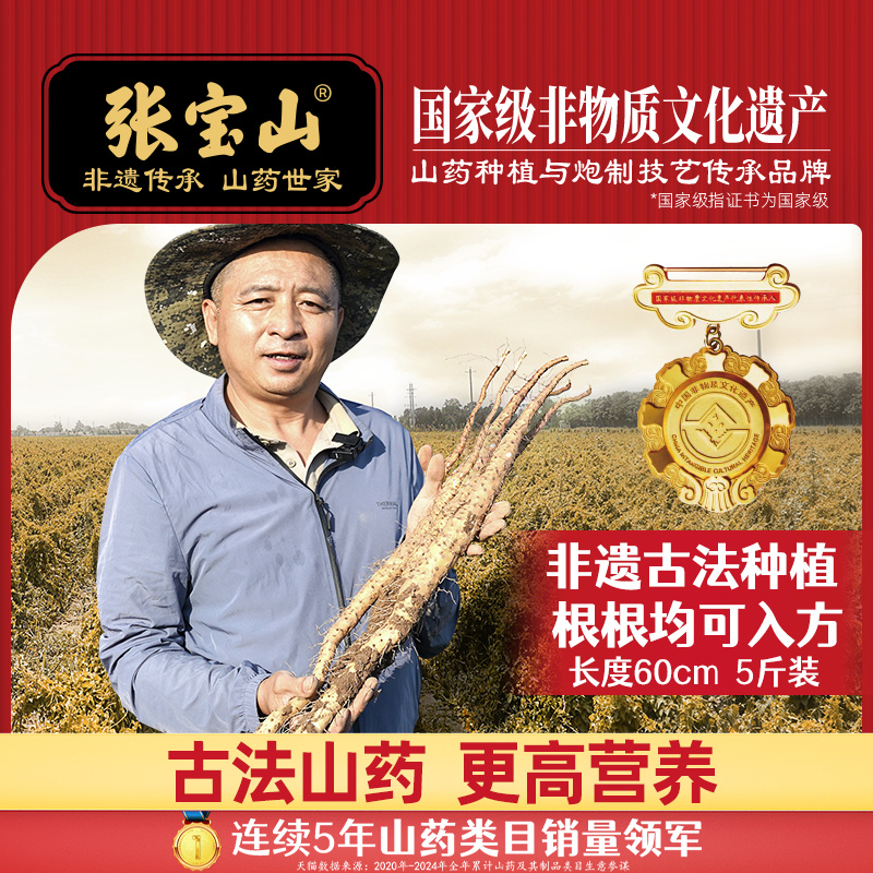 张宝山河南焦作铁棍山药温县古法种植怀淮山药新鲜淮山药60cm5斤