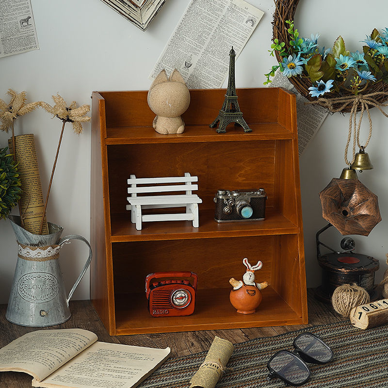木质双层复古桌上杯子置物架实木