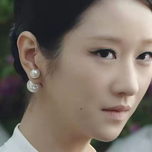 韩剧夏娃徐睿知同款复古时尚闪钻字母大小珍珠前后气质耳钉耳饰女