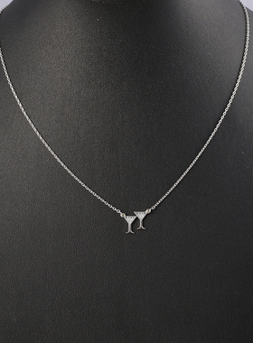 个性酒杯项链女银色创意