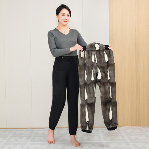 念古乔金狸貂皮毛一体高腰