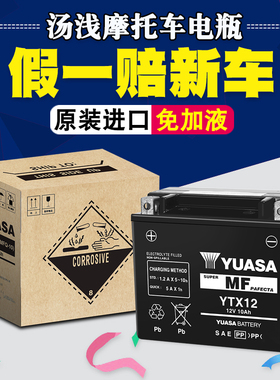 YUASA汤浅YTX12摩托车电池12V光阳赛艇CT250 CT300春650NK蓄电瓶