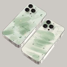 涂鸦星星月亮适用苹果17手机壳iPhone16promax女新款15pro文艺潮14plus镜头全包13pm硅胶i12小众11防摔保护套