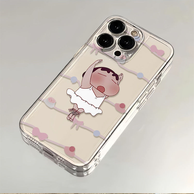 芭蕾舞小新适用iPhone16手机壳苹果15可爱14Pro卡通13ProMax防摔12全包XR个性XSMAX少女新款11/7/8plus保护套
