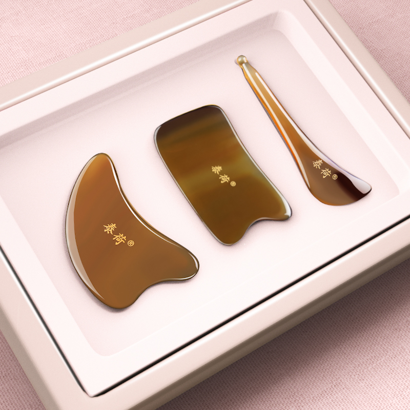 牛角刮痧板脸部面部美容刮脸拨筋棒眼部肩颈专用工具全身通用套装