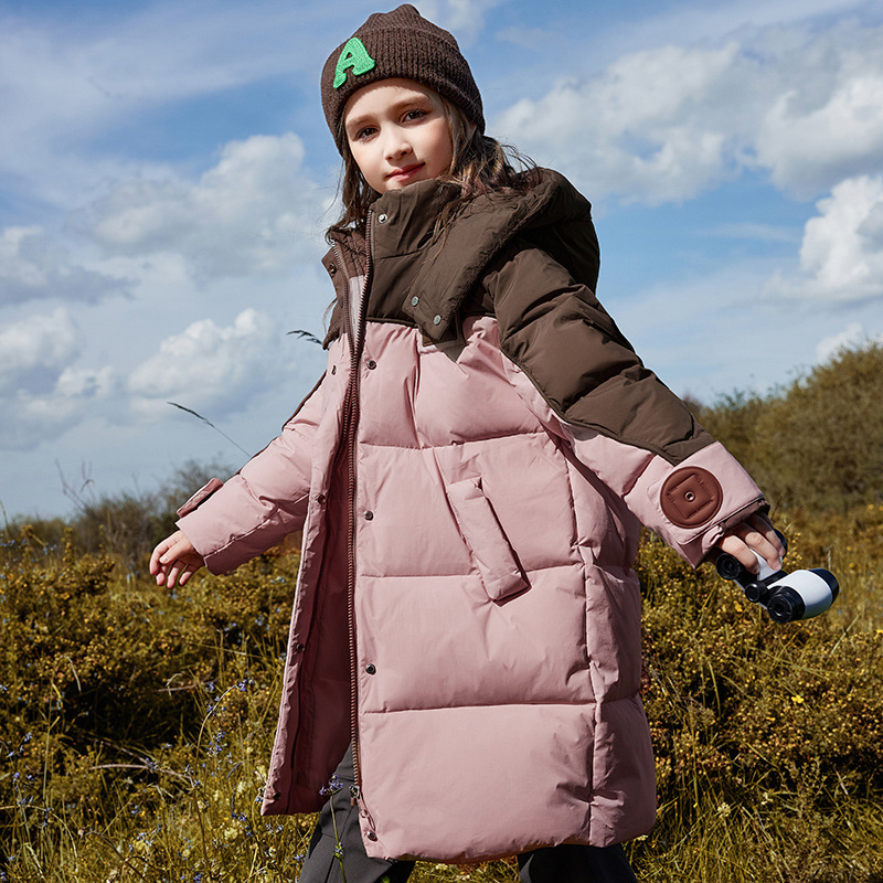 韩版儿童羽绒服女童中长款冬季加厚女孩中大童保暖洋气连帽外套潮