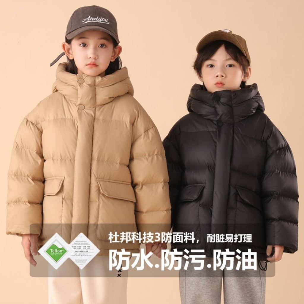 新款儿童小孩中小大童加厚黑金黑钻发热男女童装羽绒服 外套