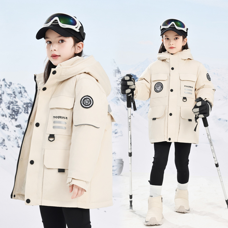 女童羽绒服中长款2025新款洋气冬季户外中大童加厚保暖连帽外套