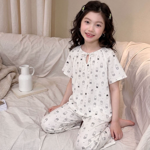 儿童睡衣夏季女宝宝薄款2026新款女孩空调服可爱女童圆领家居服