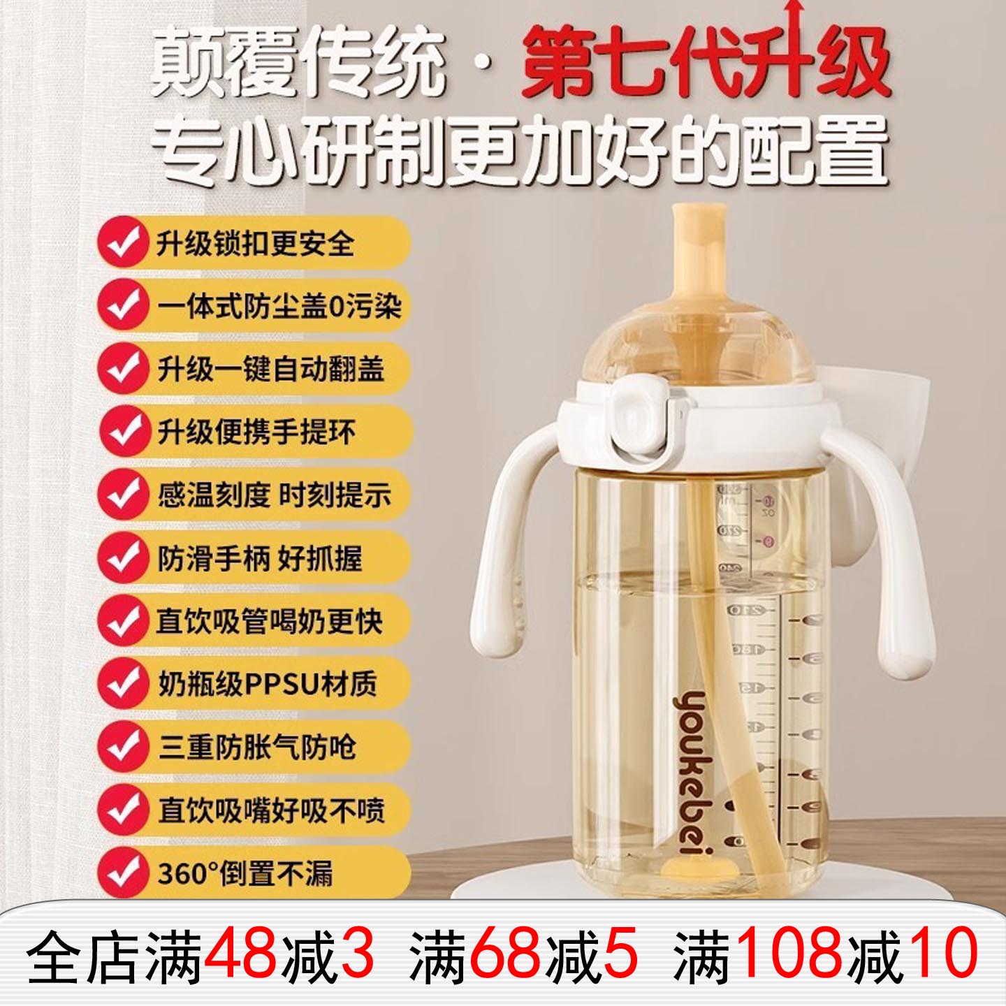 ppsu奶瓶直身标准口径图片