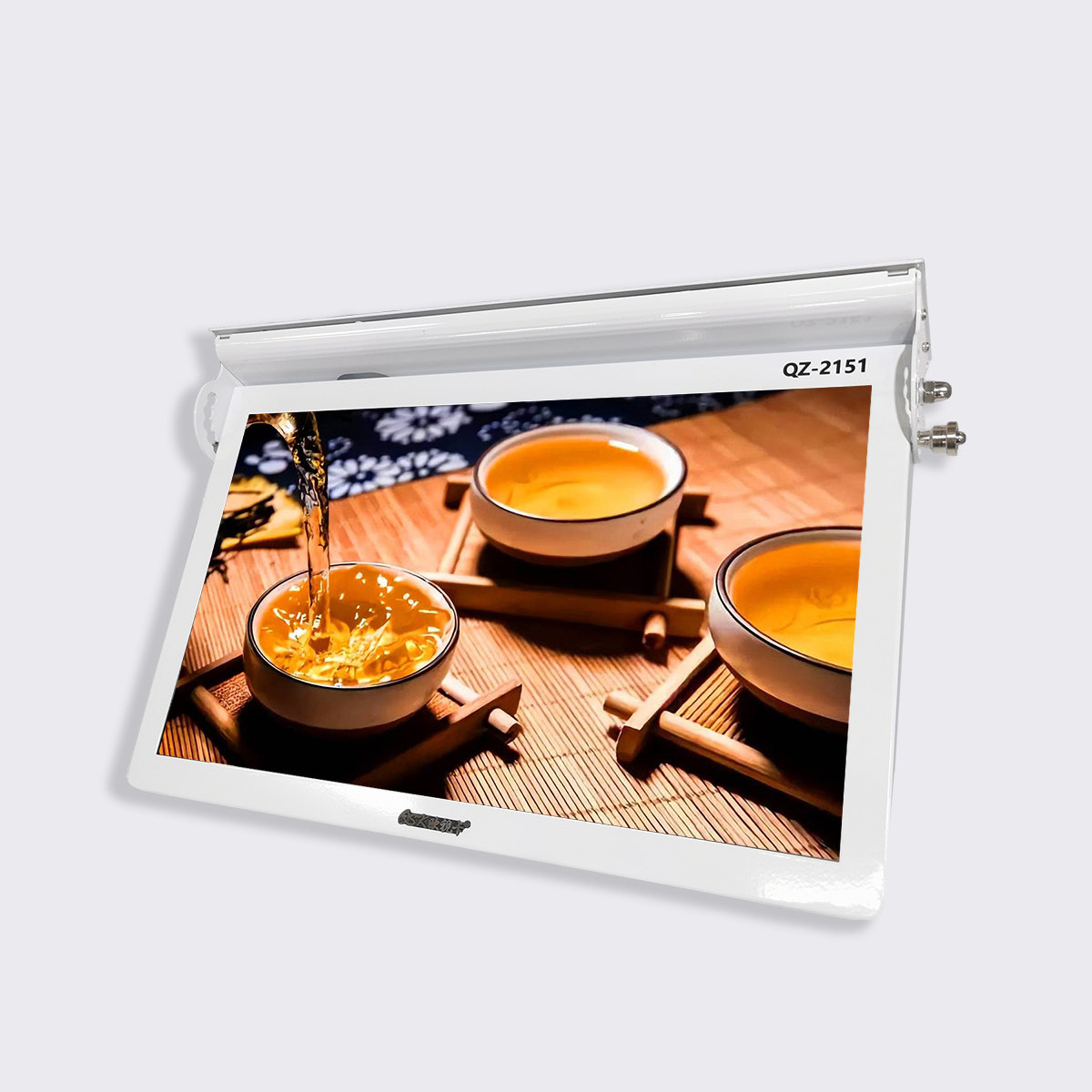 观光车21.5寸前折车载显示器av+hdmi+USB输入手动折叠9-36V电视屏